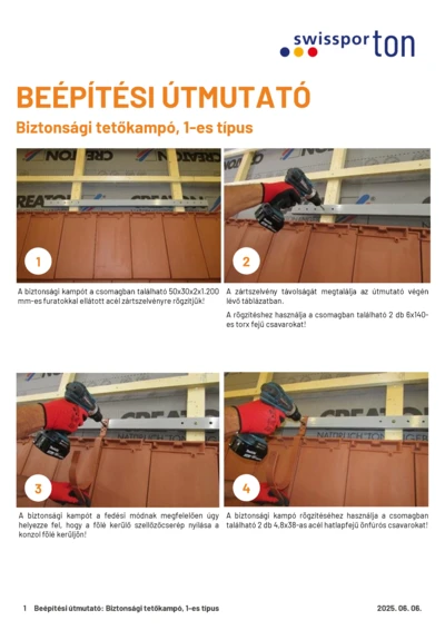 swissportTON_Beépítési_útmutató_Tetőbiztonsagi_kampó_típus1_2025_HU.pdf